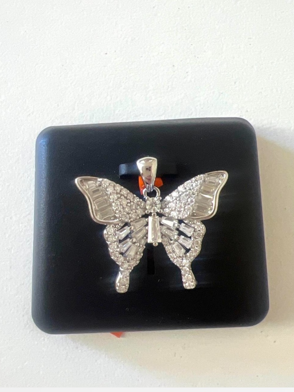 925 Silver Butterfly Pendant Charm with Moissanite Stones